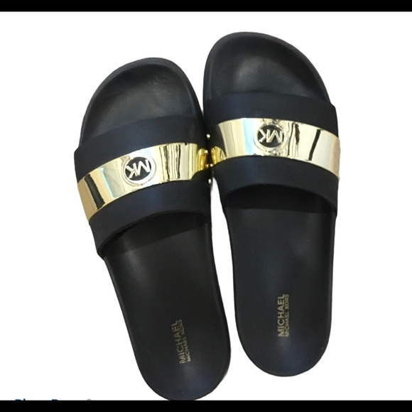 MICHAEL KORS - Black slides with Gold details - Picture 1 of 1